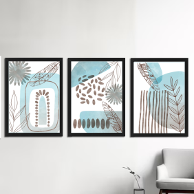 30x40 zestaw obrazy w ramie do salonu plakaty ramka abstrakcja natura kształty BOHO plakaty tryptyk