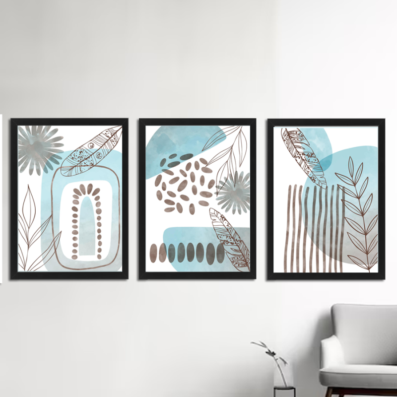 30x40 zestaw obrazy w ramie do salonu plakaty ramka abstrakcja natura kształty BOHO plakaty tryptyk