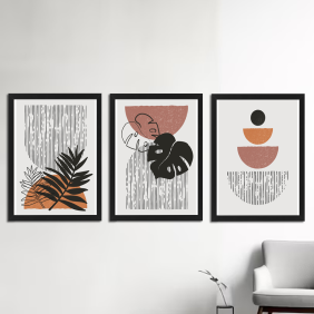 30x40 zestaw obrazy w ramie do salonu plakaty ramka abstrakcja natura kształty BOHO plakaty tryptyk