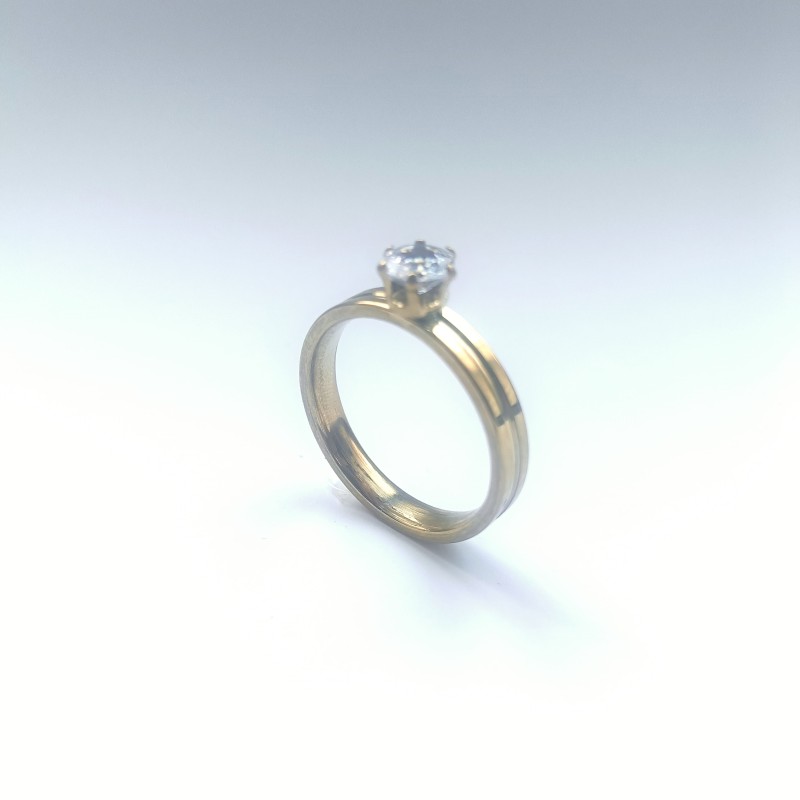 Pierścionek damski serce – pozłacana stal nierdzewna + pudełko gratis